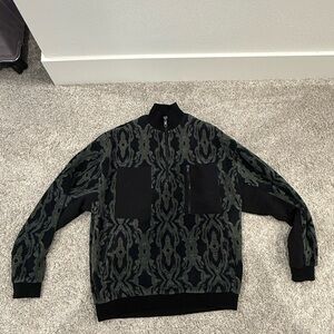 Crooked Tongues fleece camo patch half zip